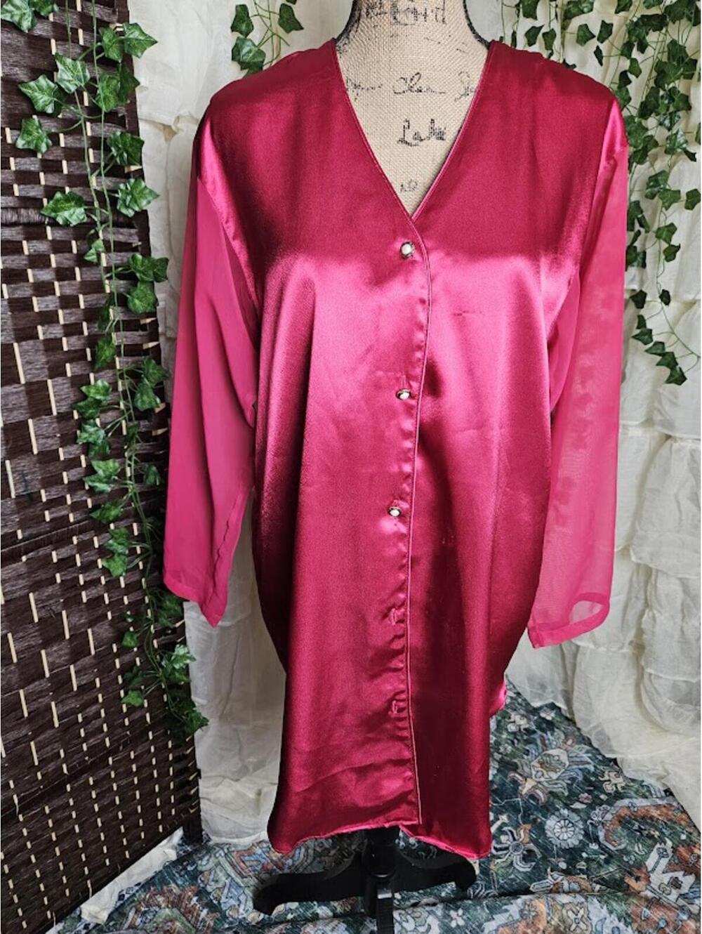 Vintage Victoria’s Secret Gold Label Red Satin Sleep Shirt Nightgown P/S